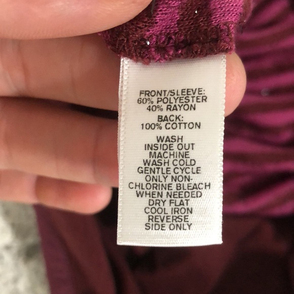 {Loft} Burgundy Fuzzy Sequin Striped Top - Picture 7 of 10